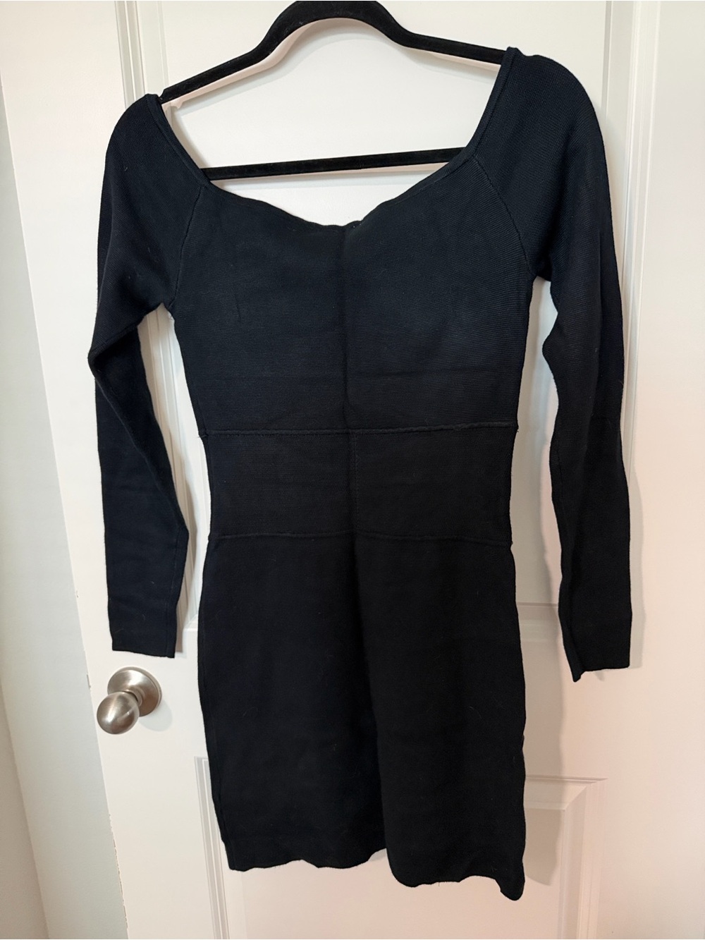 Abercrombie & Fitch Black Off-Shoulder Corset Sweater Mini Dress - Picture 4 of 5